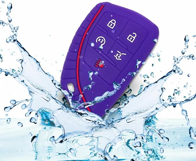Autobase Silicone Key Fob Cover for 2022 2023 2024 2025 2026 Equinox Silverado 1500 GMC Sierra 1500 | 2024 2025 2026 Silverado Sierra 2500HD 3500HD | 2-Pack in Black & Purple