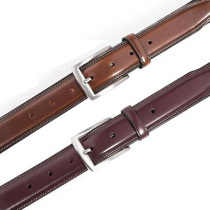 Mens Genuine Leather Dress Belt for Men, Handmade, 100% Cow Leather,Classic Casual and Business Belt Prong Buckle