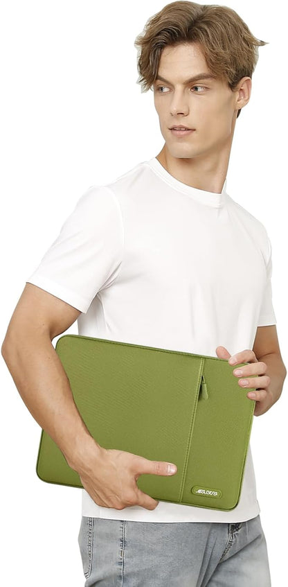 MOSISO Laptop Case 16 inch, 15-15.6 inch Laptop Sleeve Compatible with MacBook Pro 16 M5 M4 M3 M2 M1, HP Acer Dell Lenovo ASUS, Polyester Vertical Computer Sleeve Bag with Pocket, Chartreuse