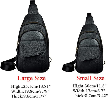 Le'aokuu Men Outdoor Casual Travel Hiking Tea Crossbody Chest Sling Bag Rig One Shoulder Strap Bag Backpack Men Leather