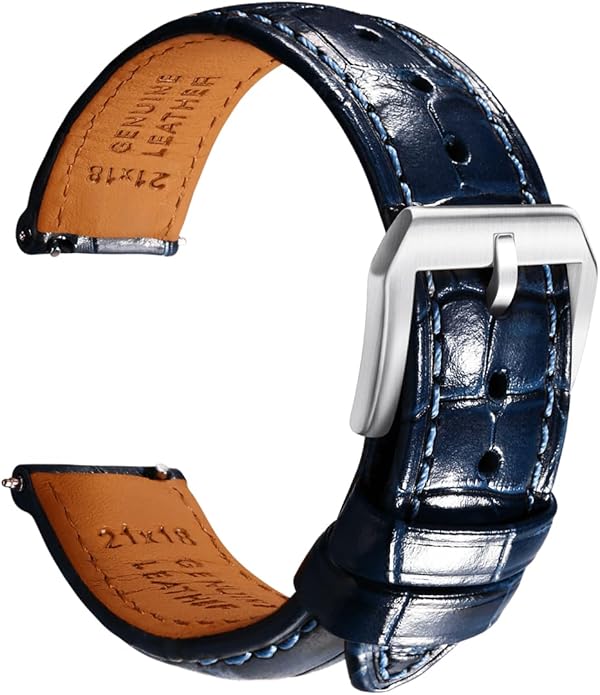 REZERO Leather Watch Bands for Men, Quick Release Watch Straps, Luxury Italian Alligator Grain Embossed Band Replacements 19mm 20mm 21mm 22mm