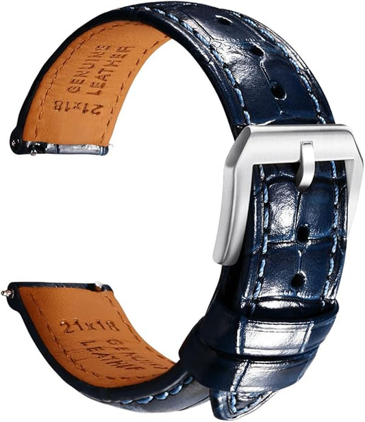 REZERO Leather Watch Bands for Men, Quick Release Watch Straps, Luxury Italian Alligator Grain Embossed Band Replacements 19mm 20mm 21mm 22mm