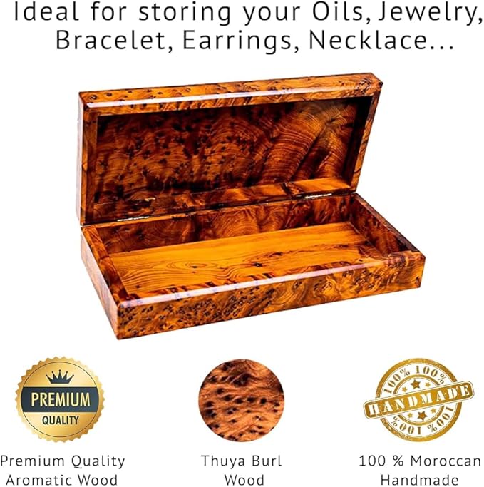 Hand Carved Wooden Multipurpose Keepsake Jewelry Decorative Art Box Storage Organizer XX-Large Thuya Antique