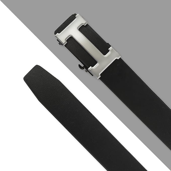 Aurolran Men&Womens Leather Dress Belt Business Automatic Buckle Belt Color-Black Silver Gold