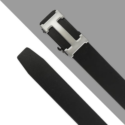 Aurolran Men&Womens Leather Dress Belt Business Automatic Buckle Belt Color-Black Silver Gold
