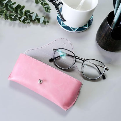LogHog Portable Leather Glasses Case,Flexible Sunglasses Pouch Slim Case for Women Men Horizontal Eyeglass Case