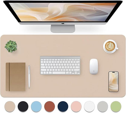 Bloss Beige Desk Mat 23.6" x 13.8", Desk Matt for Desktop, Large Leather Mouse Pad Waterproof, Computer Mat for Office Work/Home/Decor/Protector
