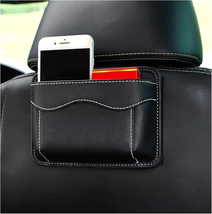 povtii Car Seat Side Pocket Organizer, PU Leather Cell Phone Sunglasses Storage Pocket, Mini Seat Gap Filler Pouch for Auto Seat Door Window Console, Interior Car Accessories (Black)