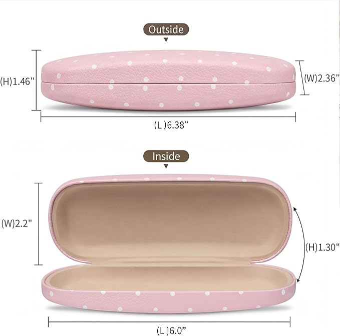 Glasses Case Hard, Cute Sunglasses Case for Women Leather Protective Case for Eyeglass with Cleaning Cloth