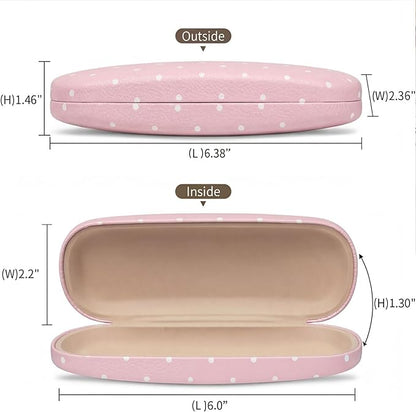 Glasses Case Hard, Cute Sunglasses Case for Women Leather Protective Case for Eyeglass with Cleaning Cloth