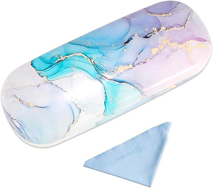 PERFECTSIGHT Hard Shell Eyeglasses Case, PU Leather Protective Glasses Case, Cute Eyeglass Case for Women Men Girls