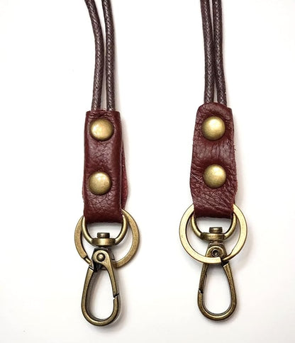 Aslana Genuine Leather Rope Necklace Lanyard for Key ID Badge Holder, Lobster Claw Clasp, Vintage Retro Style (1-Pack,19in Neck Lanyard, Rope Burgundy Leather)