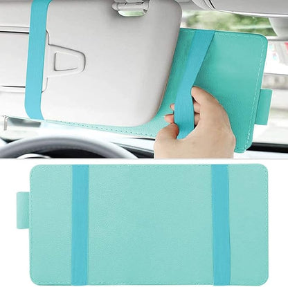 1 Pack Car Sun Visor Organizer, Sunglasses Holder for Car Sun Visor, Auto Interior Accessories Pocket Organizers Can Store for Sunglasses, Documents, Cards, Pen, Drivers License (Blue)