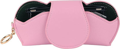 KINIVA Sunglasses Holder for Car Visor with Hanging Hook Portable Leather Glasses Storage Bag with Detachable Clips