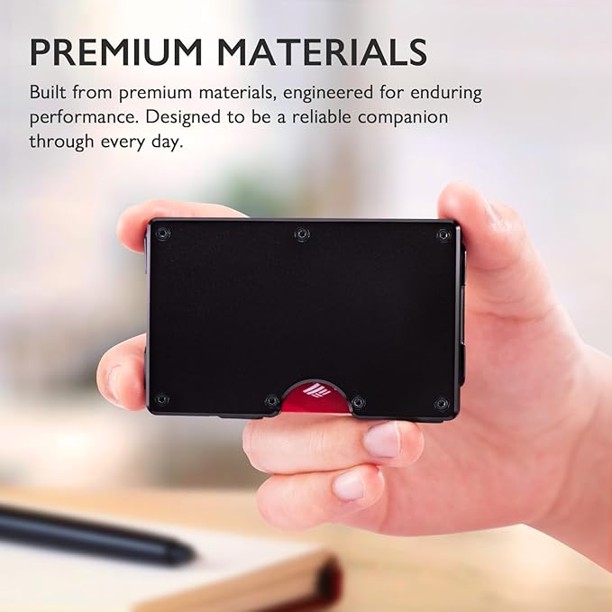 RUNBOX Slim Wallet for Men - RFID Blocking Metal Card Holder with Money Clip,Minimalist Thin Front Pocket Wallet, Holds 15 Cards,Gifts for Men,Men's Accessories