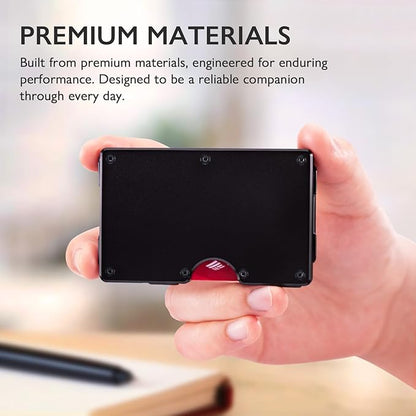 RUNBOX Slim Wallet for Men - RFID Blocking Metal Card Holder with Money Clip,Minimalist Thin Front Pocket Wallet, Holds 15 Cards,Gifts for Men,Men's Accessories