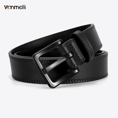 VONMELLI Nickel Free Leather Belt for Men, Non Metal TSA Approved Men’s Belt for Jeans with Hypoallergenic Buckle