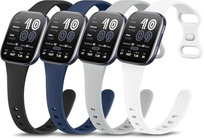 Vancle 4 Pack Slim Silicone Watch Bands for Amazfit Bip 6/Bip 5, GTR 4/ GTR 3/3 Pro/GTR 2/2e/GTR 47mm/Balance Watch Band Women Men, 22mm Sport Silicone Adjustable Strap