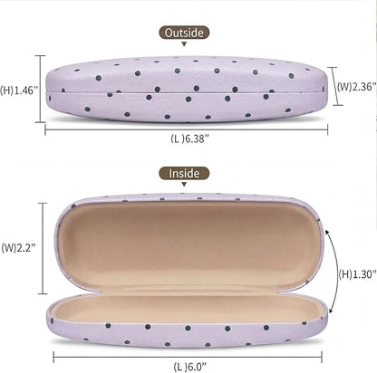 Glasses Case Hard, Cute Sunglasses Case for Women Leather Protective Case for Eyeglass with Cleaning Cloth