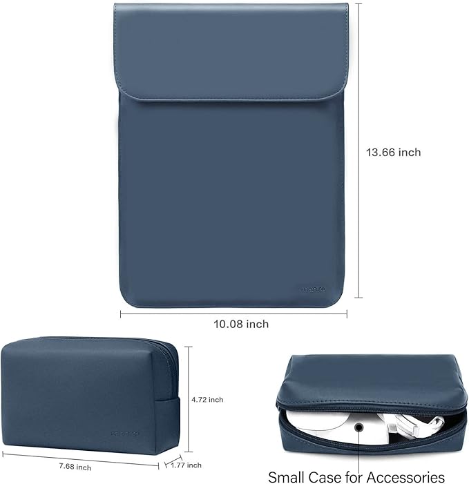 MOSISO Laptop Case 13.3 inch, 13-13.3 inch Laptop Sleeve Compatible with MacBook Neo 13 A18 Pro A3404 /Air 13/Pro 13/Pro 14 M5 M4 M3 M2 M1, Faux Suede Leather Case with Small Bag, Peacock Blue
