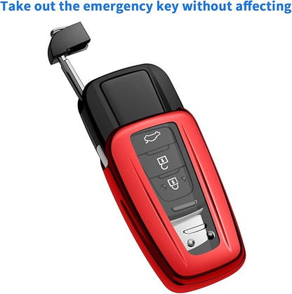 Autophone for Toyota Key Fob Cover with Keychain Soft TPU Key Shell Case,For 2019-2026 Rav4 2020-2022 Highlander Corolla Prius 2018-2024 Camry C-HR Avalon GT86 2021-2024 4runner (Red)