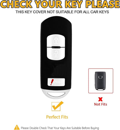 FT FUNTOR for Mazda Key Fob Cover,3 Buttons TPU Key Cover with Golden Edge,Compatible with Mazda 3 6 CX-3 CX-5 CX-7 CX-9 with Keychain (A-Blue)