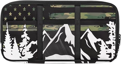 American Flag Visor Organizer for Car Multi-Function Storage Pocket Pouch Case Bag Can Store ID Card,Eyeglasses,Pen,Driving License etc,Mountain Print