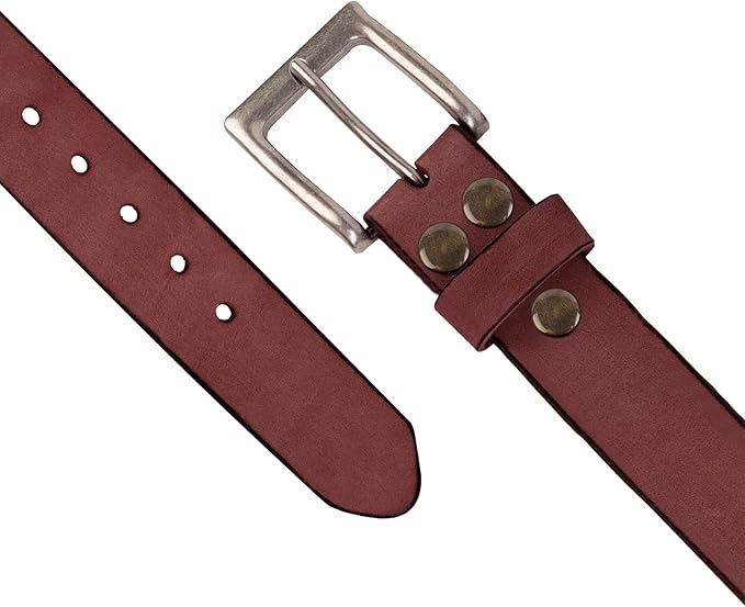 NPET Mens Leather Belt Full Grain Vintage Distressed Style Snap on Strap 1 1/2" Wide with Buckle