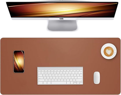 Desk Pad PU Leather Large Mouse Pad Laptop Computer Desk Mat Table Blotter Desktop Waterproof Non-Slip Protector for Office and Home (Maroon, 90x43cm)