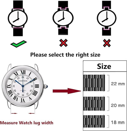 Moran Stainless Steel Watch Band Quick Release Replacement Metal Strap 20mm 22mm for Men Women
