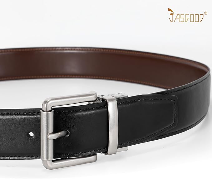 JASGOOD Men's Belt, Reversible Leather Belts for Men for Dress Pants, One Reverse For 2 Sides Casual Belt