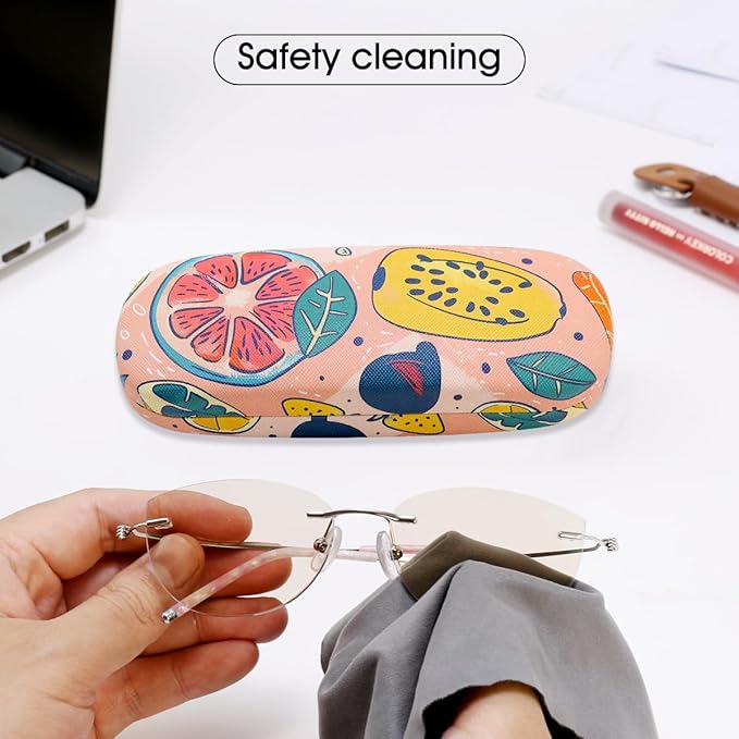 PERFECTSIGHT Hard Shell Eyeglasses Case, PU Leather Protective Glasses Case, Cute Eyeglass Case for Women Men Girls