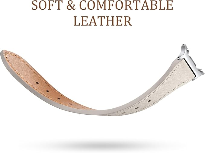 GEAK Slim Leather Band Compatible with Samsung Galaxy Watch 8 40mm 44mm/Watch 8 Classic 46mm, No Gap Adjustable Genuine Leather Replacement Dressy Strap for Samsung Watch 8 Bands Women