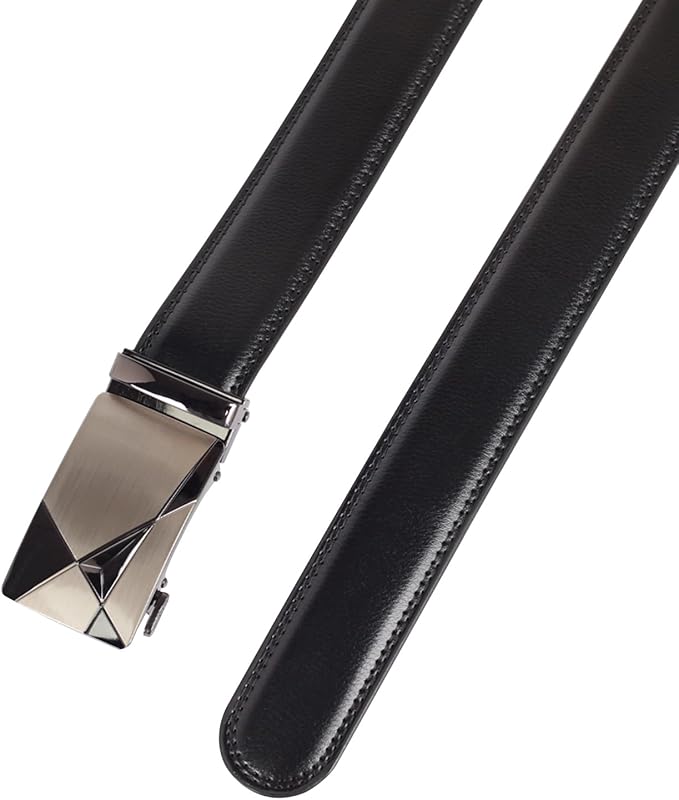 Aurolran Men&Womens Leather Dress Belt Business Automatic Buckle Belt Color-Black Silver Gold