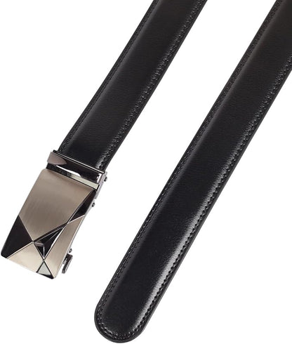 Aurolran Men&Womens Leather Dress Belt Business Automatic Buckle Belt Color-Black Silver Gold