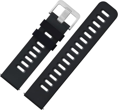 WOCCI 22mm Bicolor Watch Band, Silicone Rubber, Quick Release Replacement Strap for Men and Women, Silver Stainless Steel Buckle (Black-Grey)