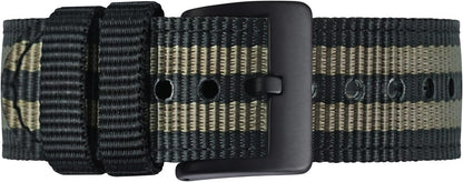 BISONSTRAP Men’s Nylon Watch Bands, Two-Piece Military Watch Straps, Quick Release, Brushed Buckle, Band Width 18mm 19mm 20mm 22mm