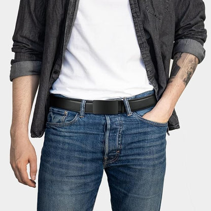 DOOPAI Belt Men, Ratchet Dress Adjustable 1 3/8" Sliding Leather Designer, Size Length Can be Cut, with Gift Box