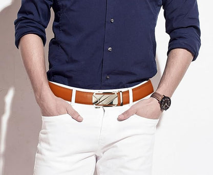 Lingli Men's Belt,Ratchet Dress Belt with Automatic Buckle Brown/Black-Trim to Fit-35mm wide