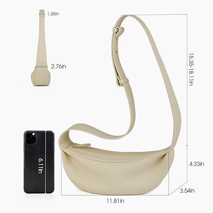 DONNAIN Genuine Leather Sling Bags Crossbody Women, Minimalist Style Casual Chest Bags with Wide Strap
