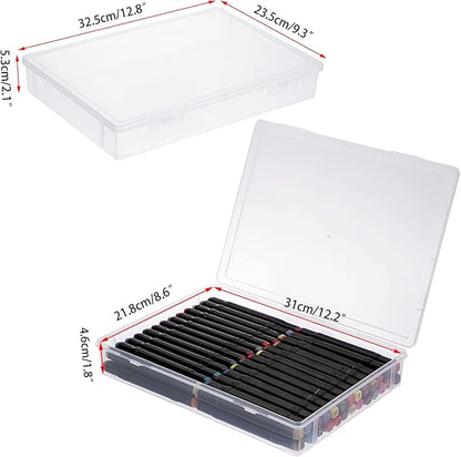 BTSKY Clear Plastic Storage Box with Flap Lid, Multipurpose Craft Organizers and Storage Box Art Supply Storage Organizer Plastic Sewing Box for Pencils Markers Notebooks A4 Files, 3 Pack Large