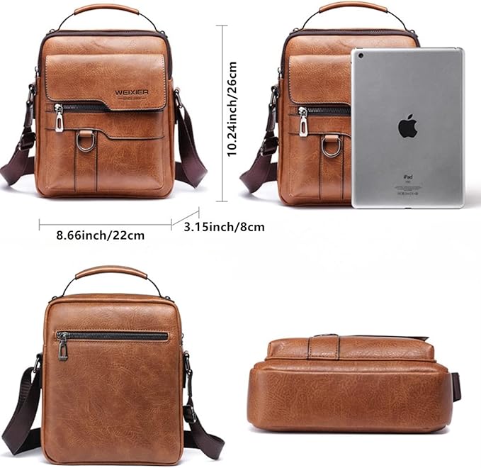 Zipper Buckle Leather Messenger Bag Crossbody Shoulder Bag Vintage Handle Bags | Zipper, Buckle, Leather, Vintage