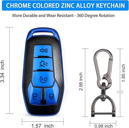 QBUC Key Fob Cover for Ford 2013-2018 Explorer F150 Lincoln MKC Fusion Mustang Edge 5 Buttons Smart Key (Blue, Series 1)