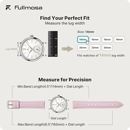 Fullmosa Watch Band, Quick Release Leather Watch Strap for Men Women, Replacement Bands Width 12mm 14mm 16mm 18mm 19mm 20mm 21mm 22mm 24mm