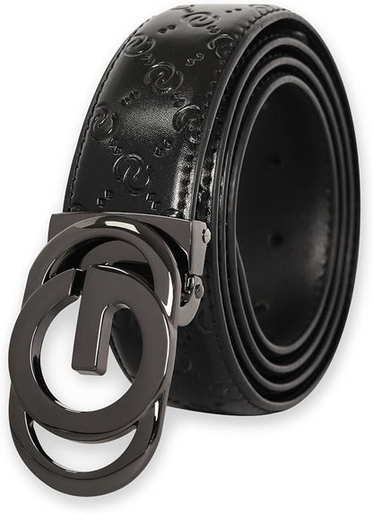 Aurolran Men&Womens Leather Dress Belt Business Automatic Buckle Belt Color-Black Silver Gold
