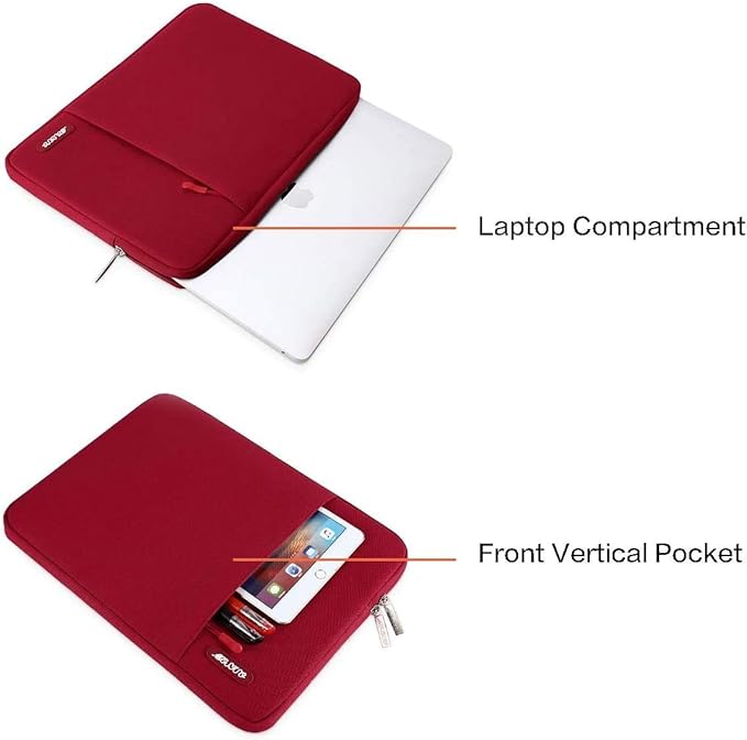 MOSISO Laptop Case 15 inch, 15 inch Laptop Sleeve Compatible with MacBook Air M5 A3448 M4 A3241 M3 A3114 M2 A2941 2026-2023, Dell XPS, Polyester Vertical Computer Sleeve Bag with Pocket, Red
