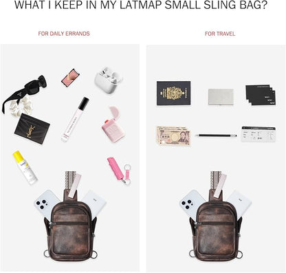 LATMAP Sling Bag For Women Faux Leather Small Casual Daypack Backpack Fanny Pack Crossbody Chest Bags Purse