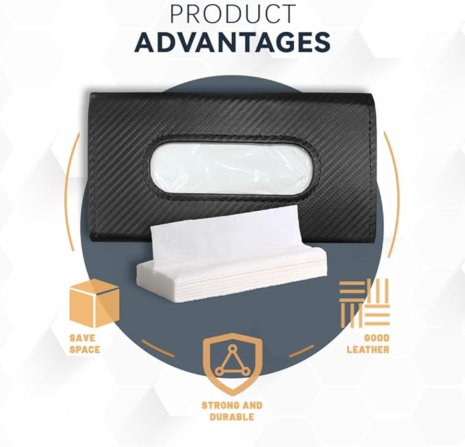 ASUBHA Car Tissue Holder, Sun Visor Organizer, Rectangular Sun Visor Napkin, Visor Accessories Car Napkin Holder Universal for Cars, SUVs, Trucks (Black)