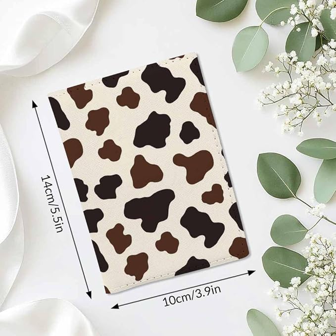 Cow Pattern Passport Holder for Travel Wildlife Fur Skin PU Leather Passport Cover Wallet Cute Passport Card Holder for Women and Men
