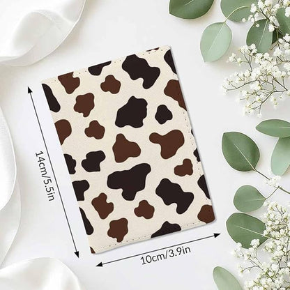 Cow Pattern Passport Holder for Travel Wildlife Fur Skin PU Leather Passport Cover Wallet Cute Passport Card Holder for Women and Men
